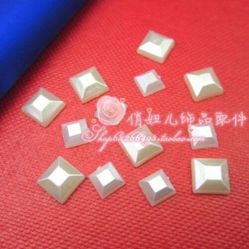 Free Shipping Ivory 6mm/8mm Craft ABS Imitation Half Square Pearls Flatback Pearls Resin Scrapbook Beads Decorate Diy