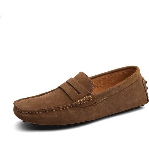 Italian Loafers Men Shoes Casual Suede Leather Luxury Brand Designer Fashion Dress Shoes For Men Driving Shoes Big Size