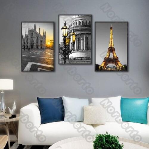 Canvas Painting and Pattterns Classical Buildings Wall Poster Print Painting Picture for Living Room Bedroom Decoration