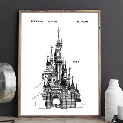 Castle Canvas Painting Draft Prints Posters On The Wall Modern Abstract Pictures for Hoime Design Frameless