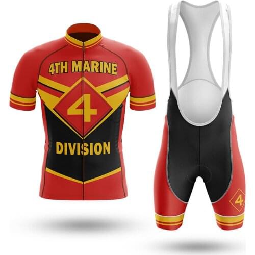 Summer 4th Marine Division Cycling Jerseys Set Quick Dry Bike Wear Maillot Ropa Ciclismo Cycling Kit Mens Sports Team Ciclismo