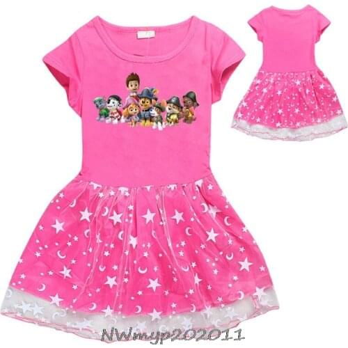 Girl Cotton Summer Short Sleeve Dress Toddlers Dresses for Girls 6 and 7 Years Old PAW PATROL Robe de fille PAW PATROL clothes