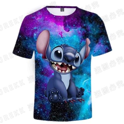 Summer 3D Print Lilo & Stitch T Shirt Short Sleeve Cool Anime Men Women Children Casual Streetwear Boy Girl Kid Fashion Tops Tee