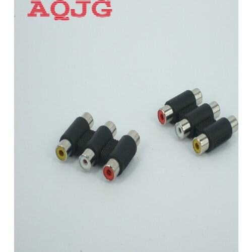 Hot New 3 RCA PHONO FEMALE SOCKET COUPLER EXTENSION ADAPTER For DVD AQJG