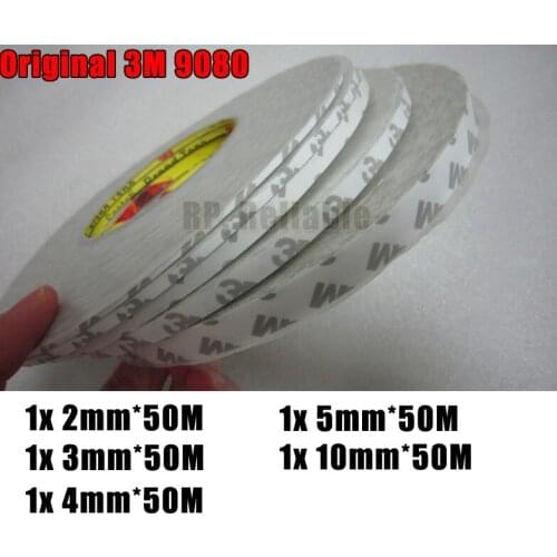 Mix 5 wide (2mm/3mm/4mm/5mm/10mm), 50M, 3M9080 Double Sided Adhesive Tape for iphone Android Phone Touch Screen Bezel LED Light