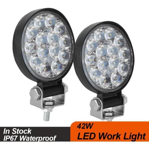 Mini Led Work Light Round Bar Spotlight 42W Car Work Headlight For Truck Off Road Fog Lamp Night Driving Light For Truck Tractor