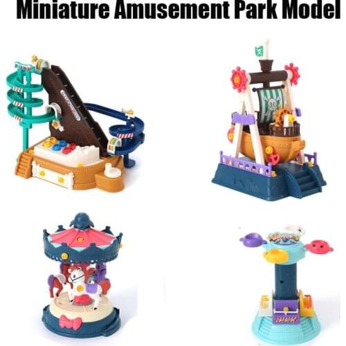 Miniature Amusement Park Model Pretend Play Educational Toys For Children Funny Assemble Block Scenes Kids Toy Kit
