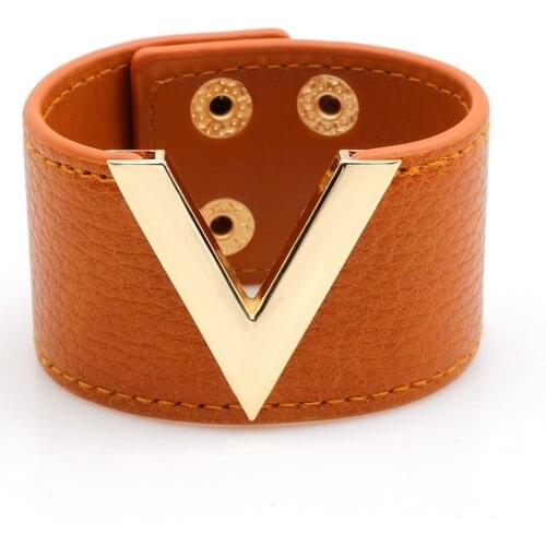 Fashion Sliver Color High Quality Designer V Orange Letter Ferroalloy Neutral Man Woman Girl Bracelet Lovers Jewelry
