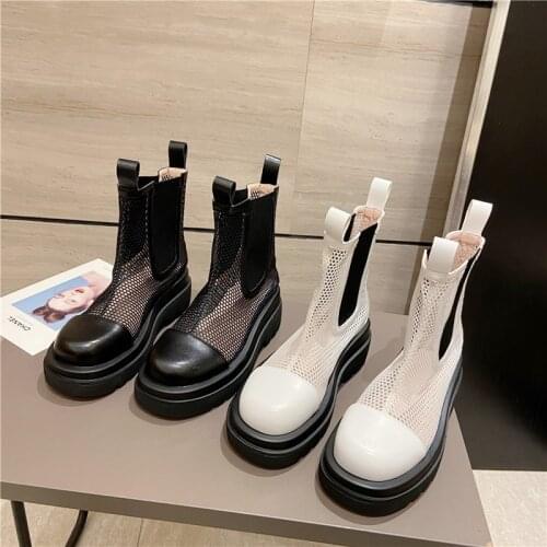 New summer short tube thickness of bottom surface ventilation pipe boots mona and cowhide sponge with Martin boots