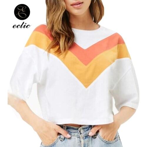 Gradient Vetement Femme 2021 Bluz Crochet Dames T Shirt Women Aesthetic Crop Top Clothes Sexy Ulzzang Kawaii Punk Tshirt Pastel