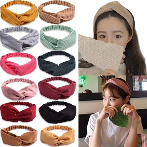 Headband Suede face wash headband literary fashion solid color cross knitted hair band Hair accessories y2k