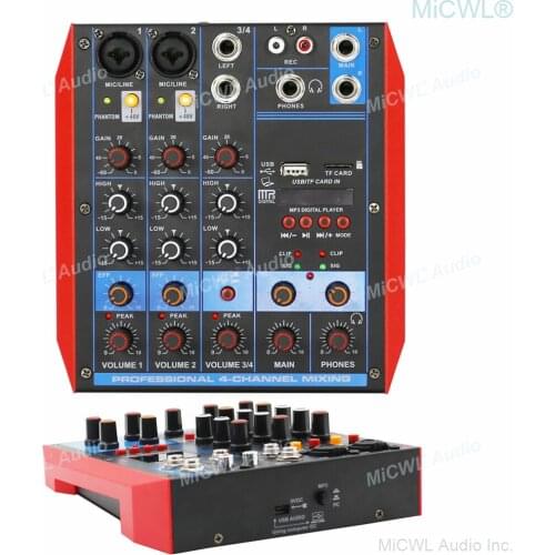 Professional 4-Channel Mixing Bluetooth Mixing Console Audio Mixer PC Laptop Network Live Recording Device