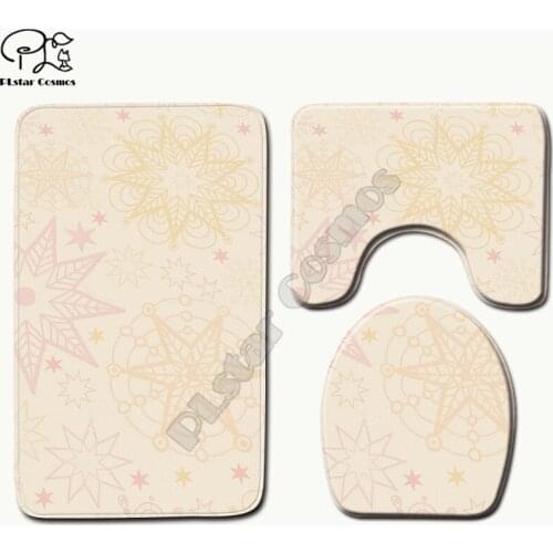 Psychedelic swirl pattern 3D printed Bathroom Pedestal Rug Lid Toilet Cover Bath Mat Set drop shipping style-3