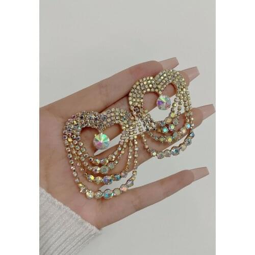 Luxury Crystal Rhinestone Drop Earrings Women Multicolor Geometric Statement Earrings Femme Jewelry Dangle Earings