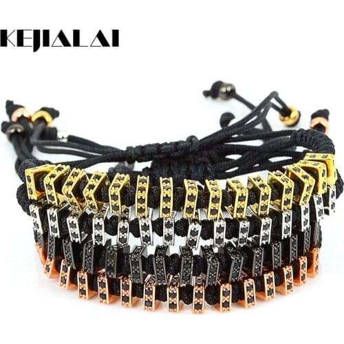 Luxury Jewelry New Men Bangles & Bracelets, 15pcs Micro Pave Black CZ Spacers Beads Charm Bracelet Women Valentines Gift