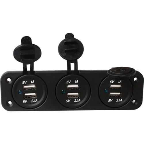 Marine Moto Car Boat 3 Dual USB Ports Power Charger Socket Outlet 1A & 2.1A Panel Mount Jack 6 USB for charging AMASING