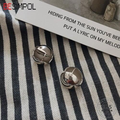 Besimpol Real 925 Sterling Silver All-match Earrings Fashion Simple Safe Ear Stud Earrings For Women Luxury Fine Jewelry Gifts