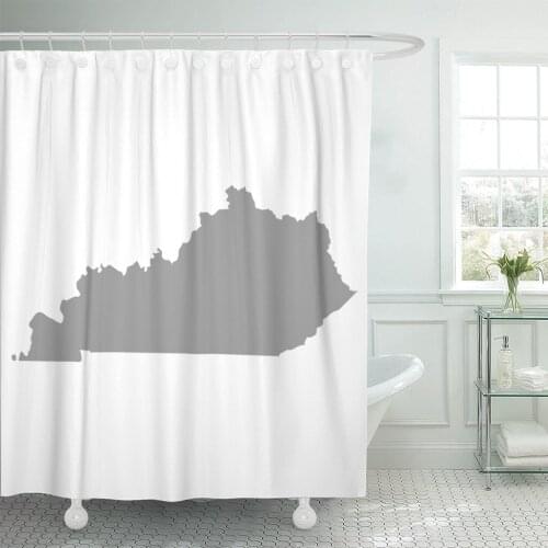 Blue State Kentucky Map in Gray on Yellow Shape Shower Curtain Waterproof Polyester Fabric 60 x 72 Inches with Hooks
