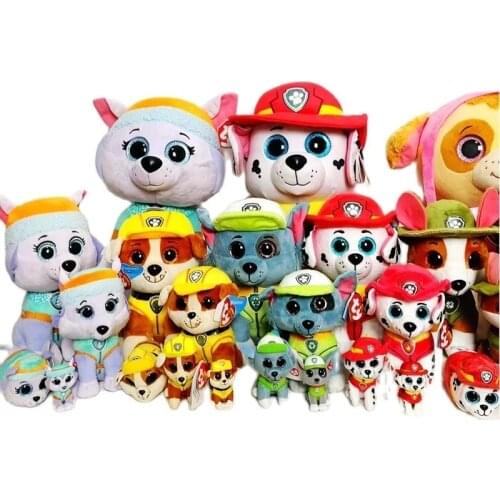 Ty Beanie Big Eyes Marshall Rubble Chase Rocky Zuma Skye Everest Tracker PAW DOG Series Plush Toys Phone Wipe Doll Pendant Toy