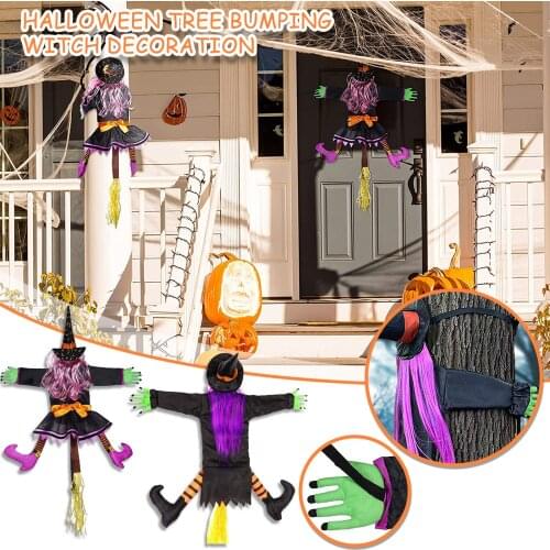 Halloween Outdoor Decoration Witch Crashed Witch Hit The Tree With A Broomstick Halloween Outdoor Home Decoration Props