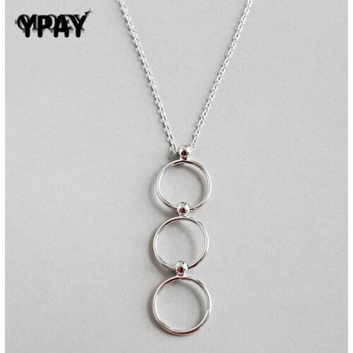 YPAY Pendant Necklaces for Woman Real 925 Sterling Silver Multiple Circles Layers Drop Necklace Fine Jewelry Drop Ship YMN075