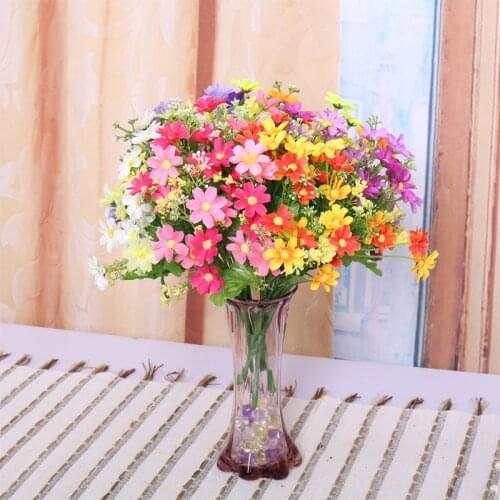 1 Bouquet 7 Branch 28 Heads Cute Silk Daisy Artificial Decorative Flower DIY Wedding Flower Bouquet Home Room Table Decoration