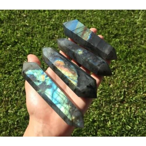 1kg Natural heavy flash labradorite Crystal Point Wand double Terminated point Crystal Healing Crystal gemstone whloesale