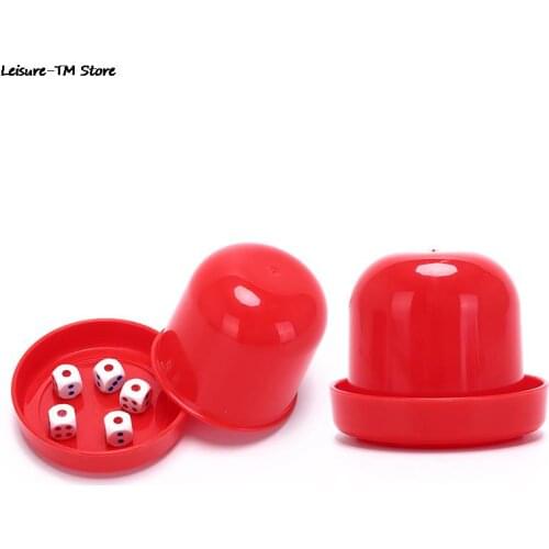1Pc Game Dice Cup With 5 Dices Plastic Cylinder Shaped Shaker Case