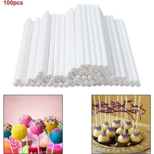 100pcs white environmentally friendly paper lollipop solid paper stick cover book stick can be used to make chocolate cake loll
