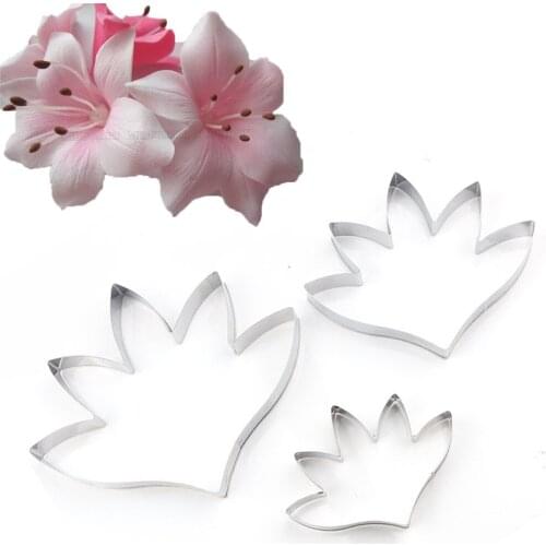 3Pcs cordate telosma Petal Cutter Azalea Petal Cutter GumPaste Flower Stainless Steel Cutter Fondant Cake Decorating tools