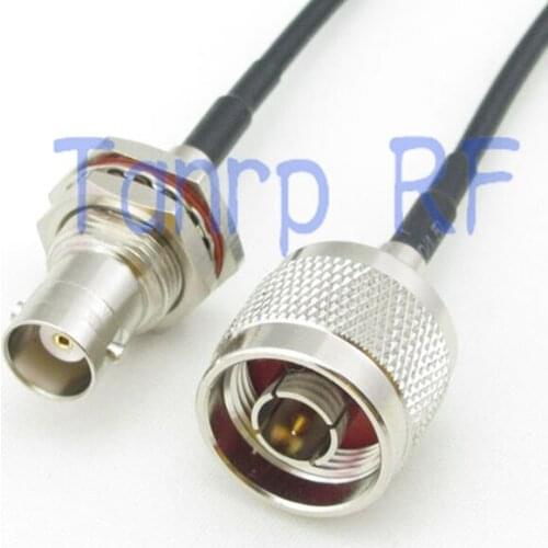 8'' 8in N male plug to BNC female with nut bulkhead RF connector adapter 20CM Pigtail coaxial jumper cable RG174 extension cord