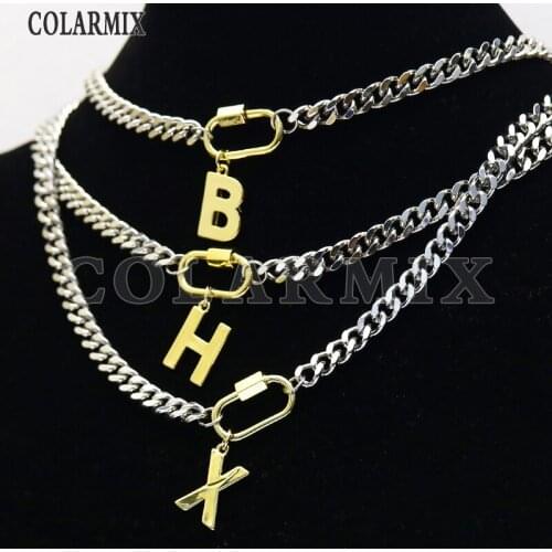 8 Strands Punk necklace Trandy 26 alphabets charms necklace jewelry not fade color metal Gold & White necklace jewelry 9704