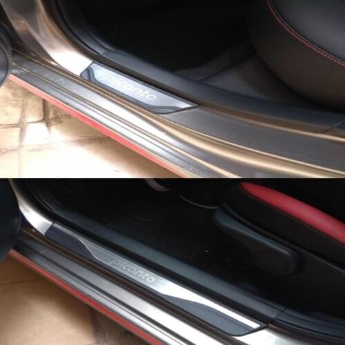 Car Styling For Kia Picanto Accessories Stainless Steel Door Sill Trim Scuff Plate Protector Guards 2012 2013 2015 2016 2018