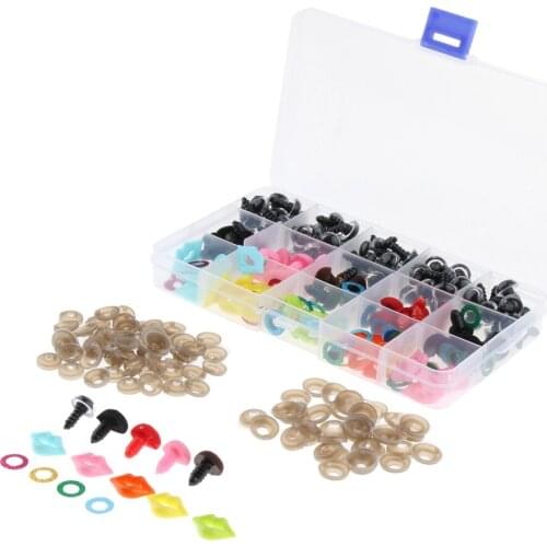 70pcs 12cm Plastic Safety Eyes + Glitter Nonwovens + 35pcs Velvet Noses + 35pcs Mouth + Washers for Soft Stuffed Plush Toy DIY