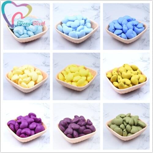 20 PCS Silicone Teething Heart Loose Beads BPA Free Baby Silicone Teether Toys DIY Jewelry Making Necklace/Bracelet Beads Heart