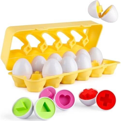 Coogam Matching Eggs 12 pcs Set Color & Shape & Foods Recoginition Sorter Puzzle Game Gift for 2 3 4 Years Old Toddlers Kids