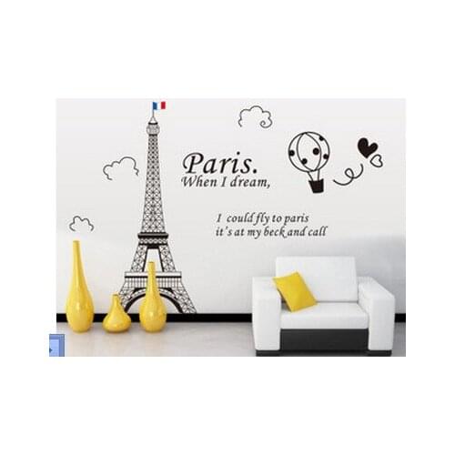 DIY 120*180cm Paris Vinyl Wall Sticker Urban Life LIving Room Bedroom Decoration Murals Adesivo De Parede Poster Wall Decals