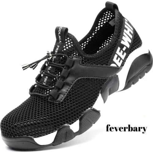 Feverbary Men Women Safety Work Shoes Breathable Working Security Shoes Boots Steel Toe Indestructible Boots Work Sneakers