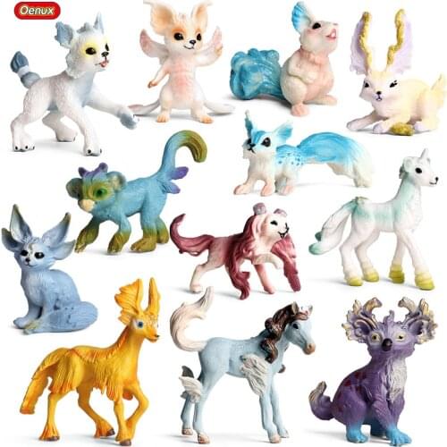 Oenux 12PCS Lovely Elves Simulation Mythical Fairy Tale Elf Action Figures Animal Model Figurines Educational PVC Kid Toy Gift
