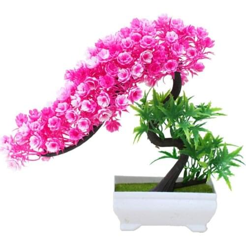 Artificial Flower Plant Tree Potted Bonsai Office Garden Party Desktop Ornament Artificial Flowers in Pot For Home Decor