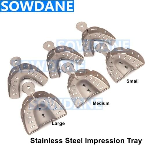 2 pcs New High Quality Dental Impression Tray Tooth Trays Stainless Steel Autoclavable Denture Instrument Teeth Tray