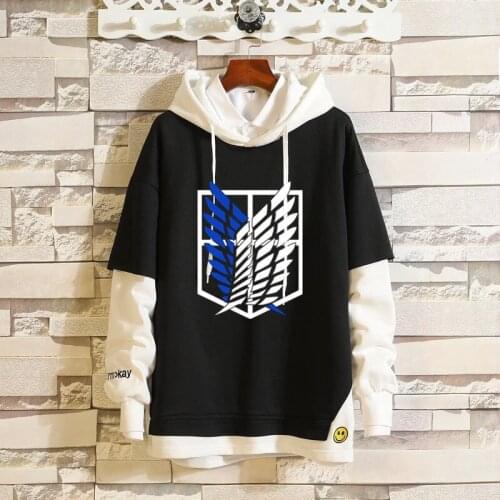 Japanese Anime Attack on Titan Death Note Hoodie Men Women Fake Two Piece Pullover Sportswear Hoodies Harajuku Cosplay Outerwear