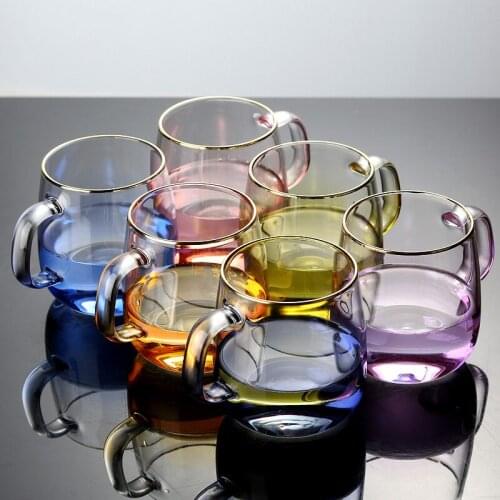 Creative description Phnom Penh glass household water glass with handle transparent simple glass drinking cup milk cup