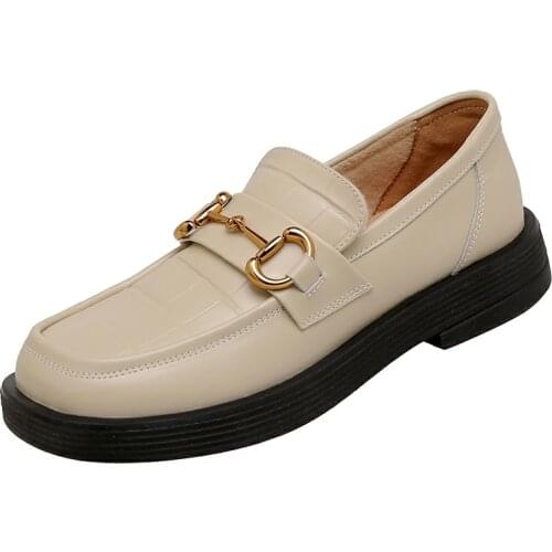 SUMAITONG Loafers Women Concise Buckle Black Shoes Ladies Office & Career Slip-On Gingham PU Female Loafers Shoes for Women