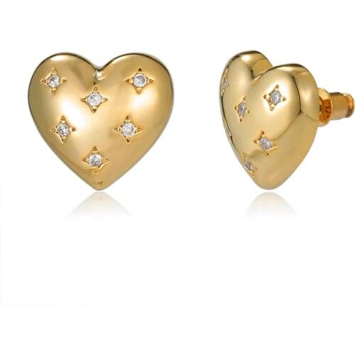 Love Stud Earrings For Women Brass Plated Gold Earring Heart Shape Luxury Earings Trendy Geometric Earing Accessories Jewelry