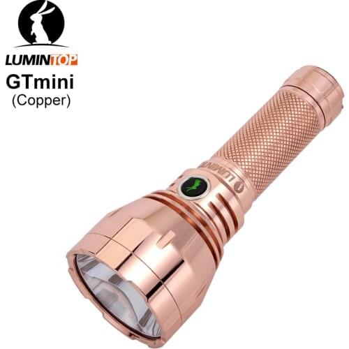 Lumintop GT MINI flashlight with 18650 battery copper/brass with NM1 LED with long distance 1050meters searching flashlight