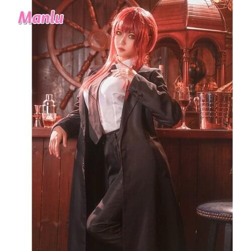 Makima Cosplay Chainsaw Man Costume Makima Wig Red Braided Long Hair Light Red Braid Halloween Party Role Play