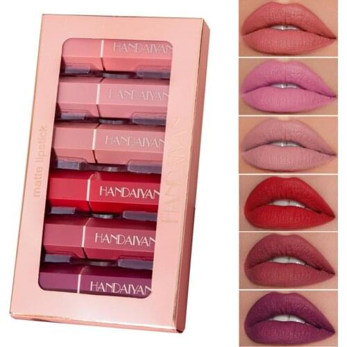 6 Colors Matte Waterproof Velvet Lipstick Sexy Red Brown Pigments Makeup Long Lasting Profissional Lipstick