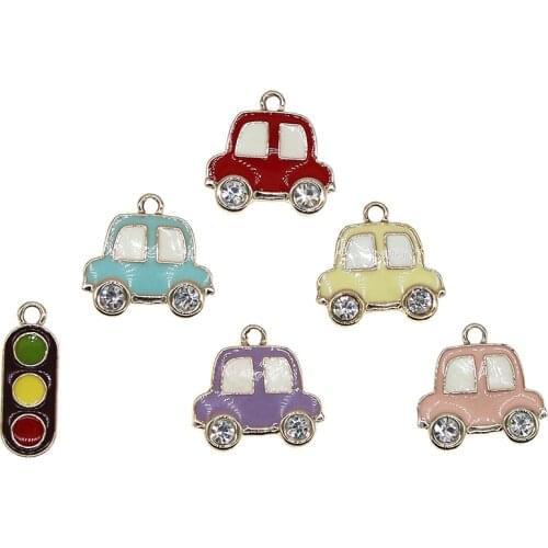 Cute Enamel Series Blinker Charms Car Traffic Lights Pendant For Jewelry Making DIY Bracelet Earrings Necklace Gift Findings