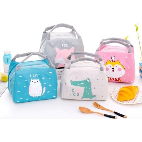 MODYCON Cartoon Cute Lunch Bag For Women Girl Kids Children Thermal Insulated Lunch Box Tote Food Picnic Bag Milk Bottle Pouch